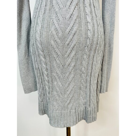 NWOT Bellini Gray L Cold Shoulder Knit Tunic Sweater Dress Turtleneck - Picture 5 of 14